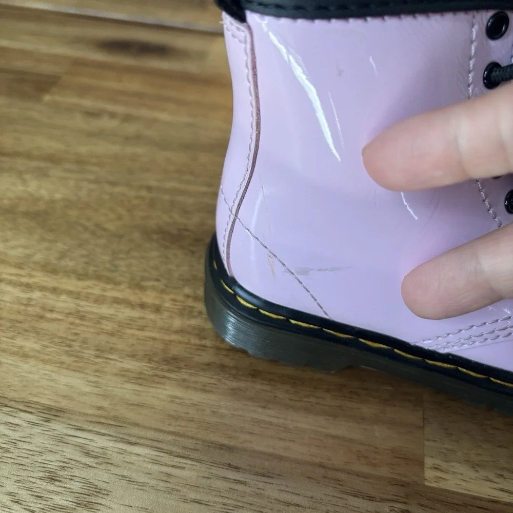 Dr. Martens 1460 Toddler Boots Pink Patent Leather Size 7 US Side Zip NO INSOLES